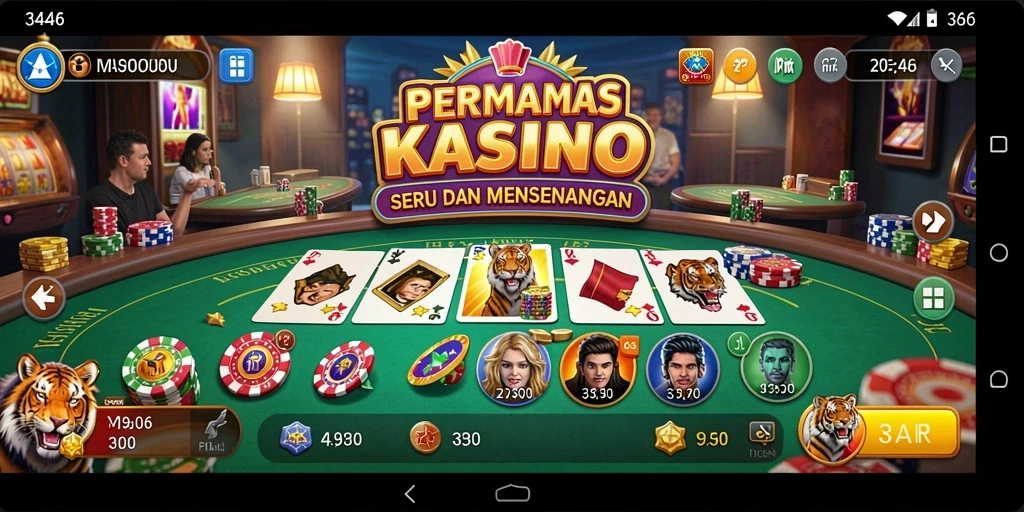 Tampilan gameplay seru dari 3446 dengan berbagai permainan Kasino.