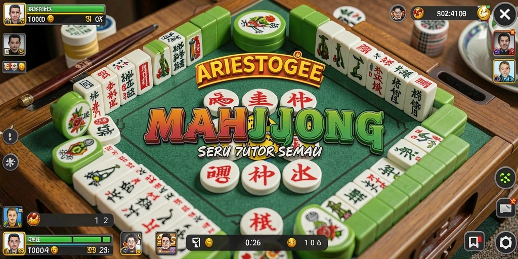 Tampilan gameplay ARIESTOGEL dengan elemen Mahjong yang menarik.