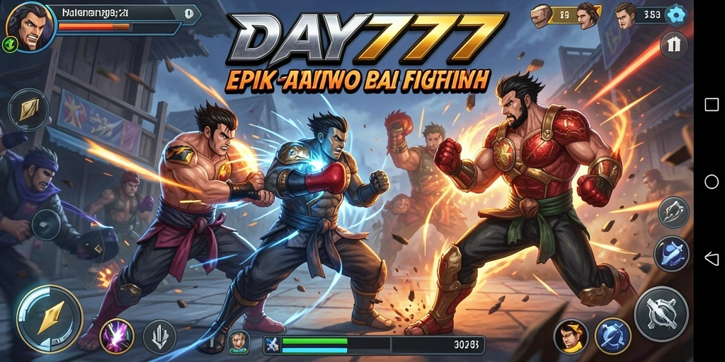 Tampilan gameplay seru dalam pertarungan di DAY777.