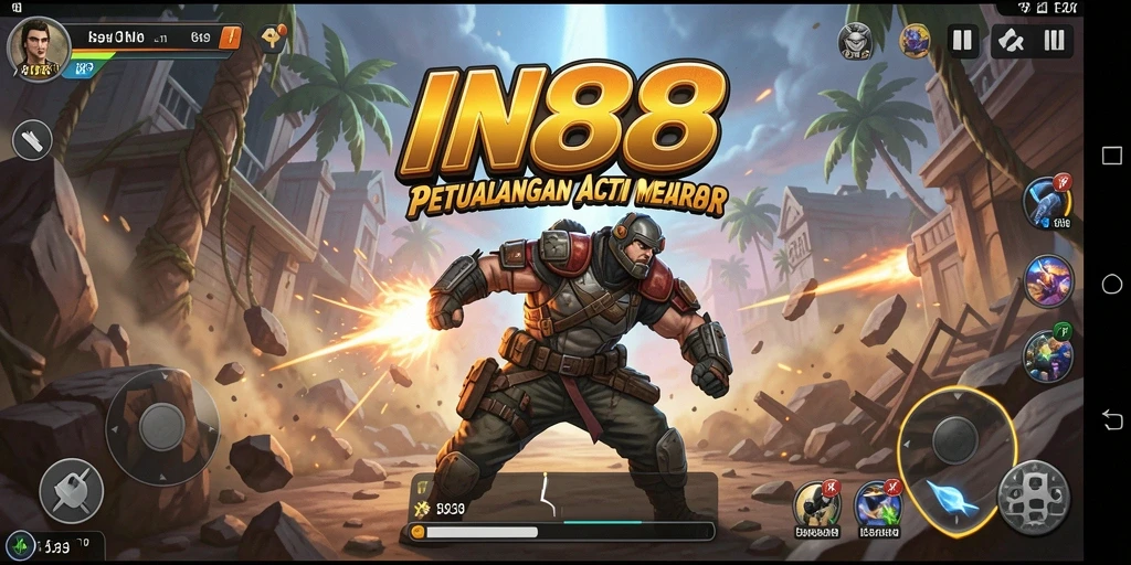 Tangkapan layar utama IN88 menampilkan aksi seru dalam pertempuran.