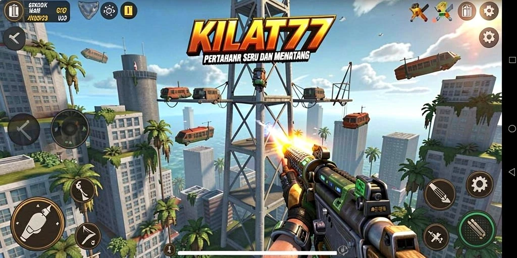 Screenshot KILAT77 menampilkan aksi seru pertahanan menara.
