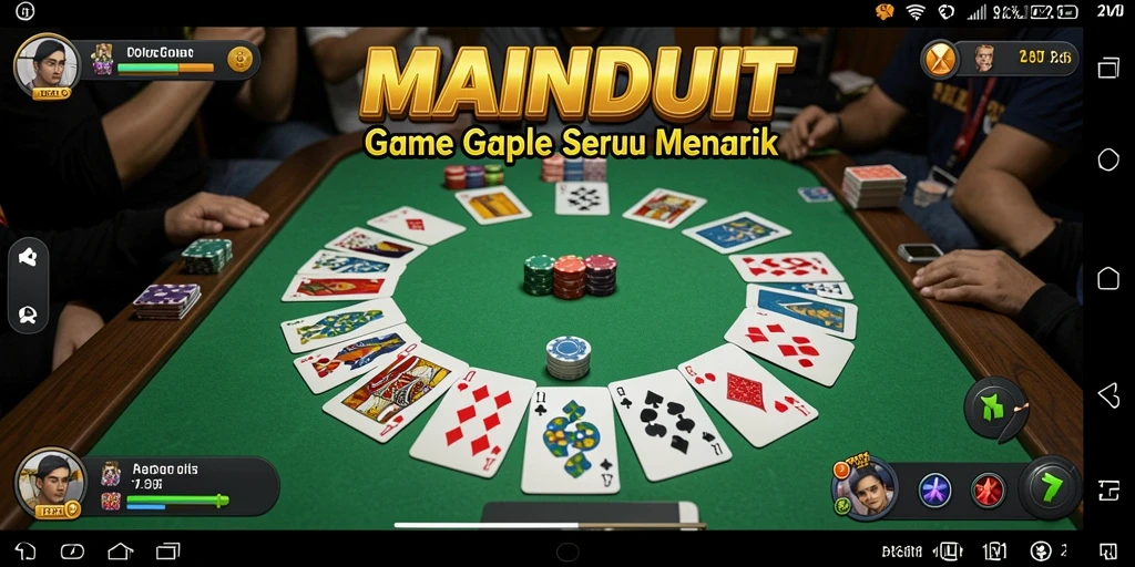 Screenshot utama MAINDUIT yang menampilkan gameplay Gaple yang seru.