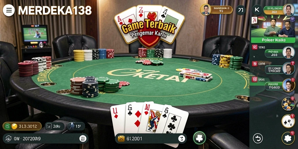 Tampilan gameplay seru dari MERDEKA138 yang menggambarkan aksi poker.