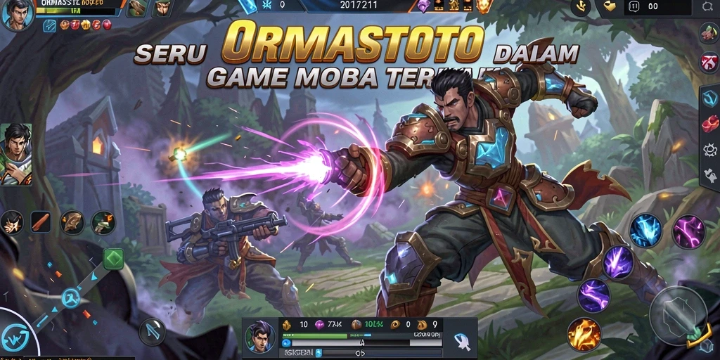 Tampilan gameplay MOBA yang seru dan penuh warna