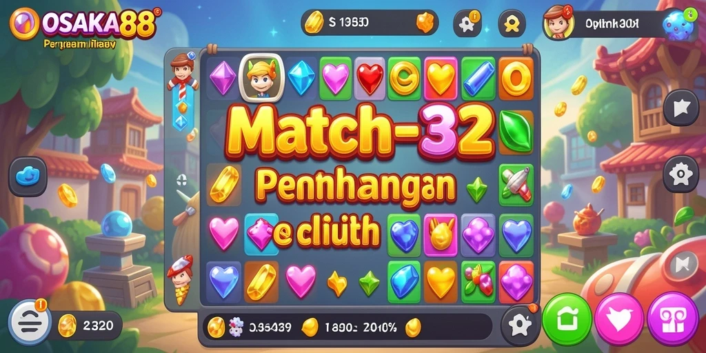 Screenshot OSAKA88 menampilkan gameplay seru dari permainan Match-3.