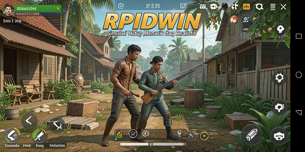 Tangkapan layar RPIDWIN menampilkan karakter di dunia simulasi yang hidup.