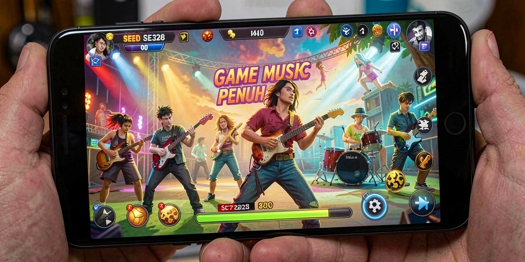 Tangkapan layar gameplay SE328 menunjukkan pengguna yang sedang menikmati permainan musik.