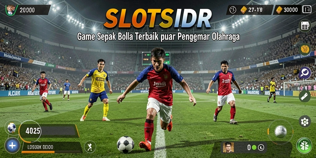 Screenshot gameplay <strong>SLOTSIDR</strong> yang menampilkan aksi seru di lapangan sepak bola.