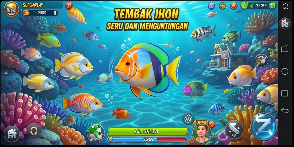 Tampilan gameplay SURGAPLAY dengan aksi Tembak Ikan yang seru.