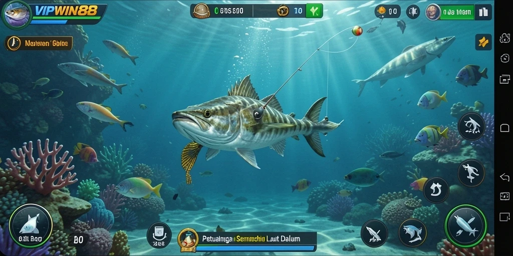 Screenshot VIPWIN88 menampilkan aksi memancing yang menegangkan dan grafis yang memukau.