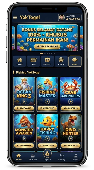 Tampilan antarmuka aplikasi yoktogel yang menarik dan mudah digunakan.